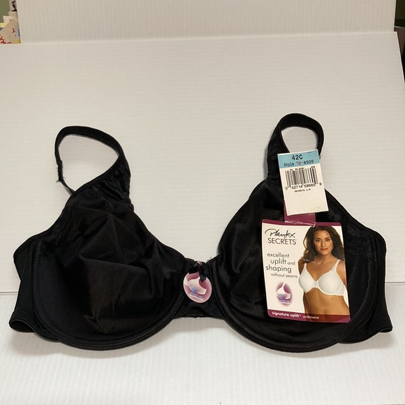 PLAYTEX Secrets Signature Uplift Underwire Black Bra Womens Plus Size 42C - Picture 7 of 14